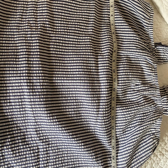 Navy blue striped seersucker kikit Boutique two piece pajama set - Picture 3 of 5